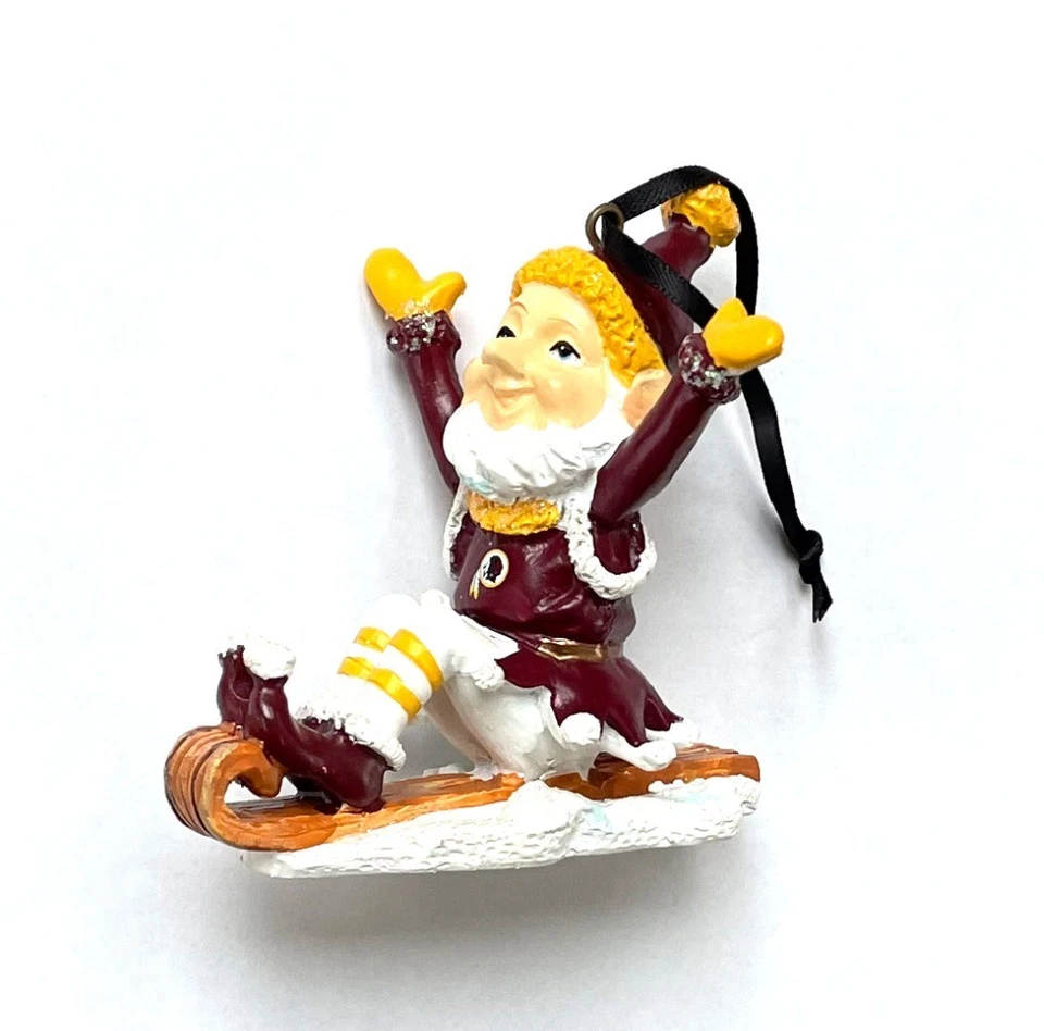 THE MEMORY COMPANY NFL Washington Redskins Elf On Sled Christmas Tree Ornament Decoration Football