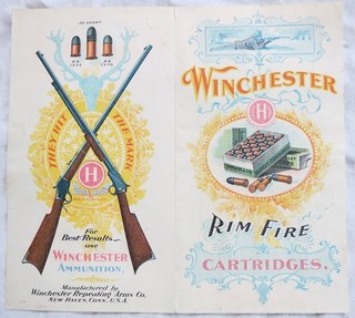 Winchester Rim Fire Cartridges Advertising Folder Paper Vtg Old Antique