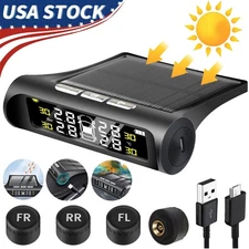 Wireless Car Solar TPMS LCD Tire Pressure Monitoring System + 4 External Sensors