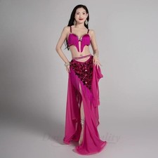 Belly Dancing Set for Women Custom Senior AB Stones Tassel Bra Sequined Costume