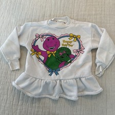 Vintage Barney Toddler Crewneck Size 4 Pullover Sweatshirt Flawed