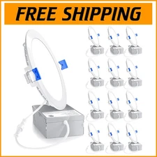 Energy Star 12-Pack 6 Inch LED Recessed Lights - Clear White Dimmable Downlight