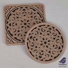 Untersetzer Eckig Rund - Holz + Kunststoff - Barockes Blütenmuster