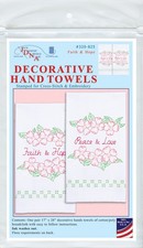 Jack Dempsey Stamped Decorative Hand Towel Pair 17"X28"-Faith, Hope, Peace  Lov
