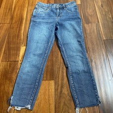 Maurices Blue Everflex High Rise Distressed Skinny Stretch Denim Jeans Womens 6