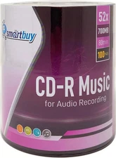 100 Pack Digital Audio CD-R Music 52X 700MB/80Min Branded Logo Blank Recordable