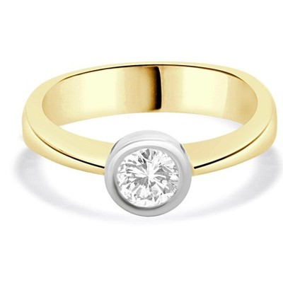 14 Karat zweifarbiger Diamant Solitär Verlobungsring