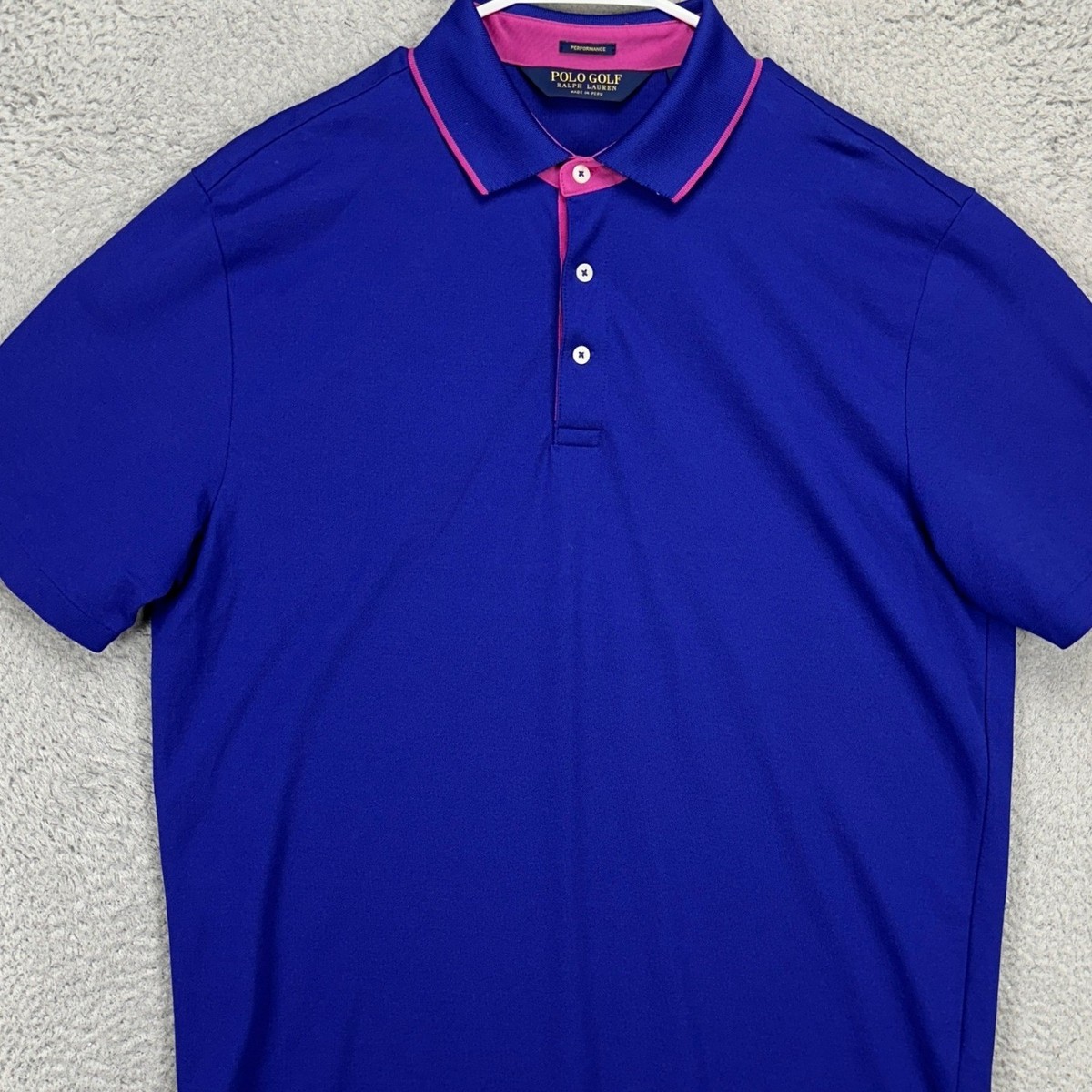 Polo Golf Ralph Lauren Mens Shirt Large Blue Performance Rugby Pima Cotton  Blend