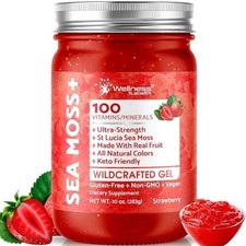 Irish Sea Moss Gel Organic Raw - Wildcrafted Superfood Seamoss Gel - Strawberry