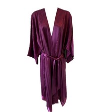 Vintage Victoria's Secret 80s 90s Gold Label Satin Robe Size P/S Floral Jacquard