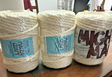 3 spools Lot Macrame Cord White Macra-Craft and Mighty Mac
