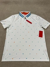 Redvanly Golf Shirt Mens Large White Polo Geometric Performance Stretch Langham