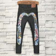 Evisu mens straight jeans with selvedge denim