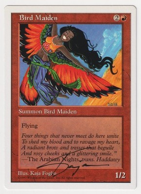 Signed Bird Maiden HP 5th Edition Artist Kaja Foglio 1997 WOTC MTG Magic Vintage