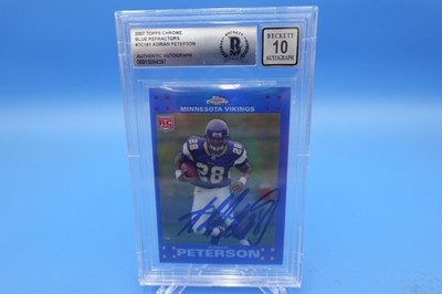 1997 Topps Chrome Adrian Peterson TC181 RC Blue Refractor Auto BGS Auto Grade 10