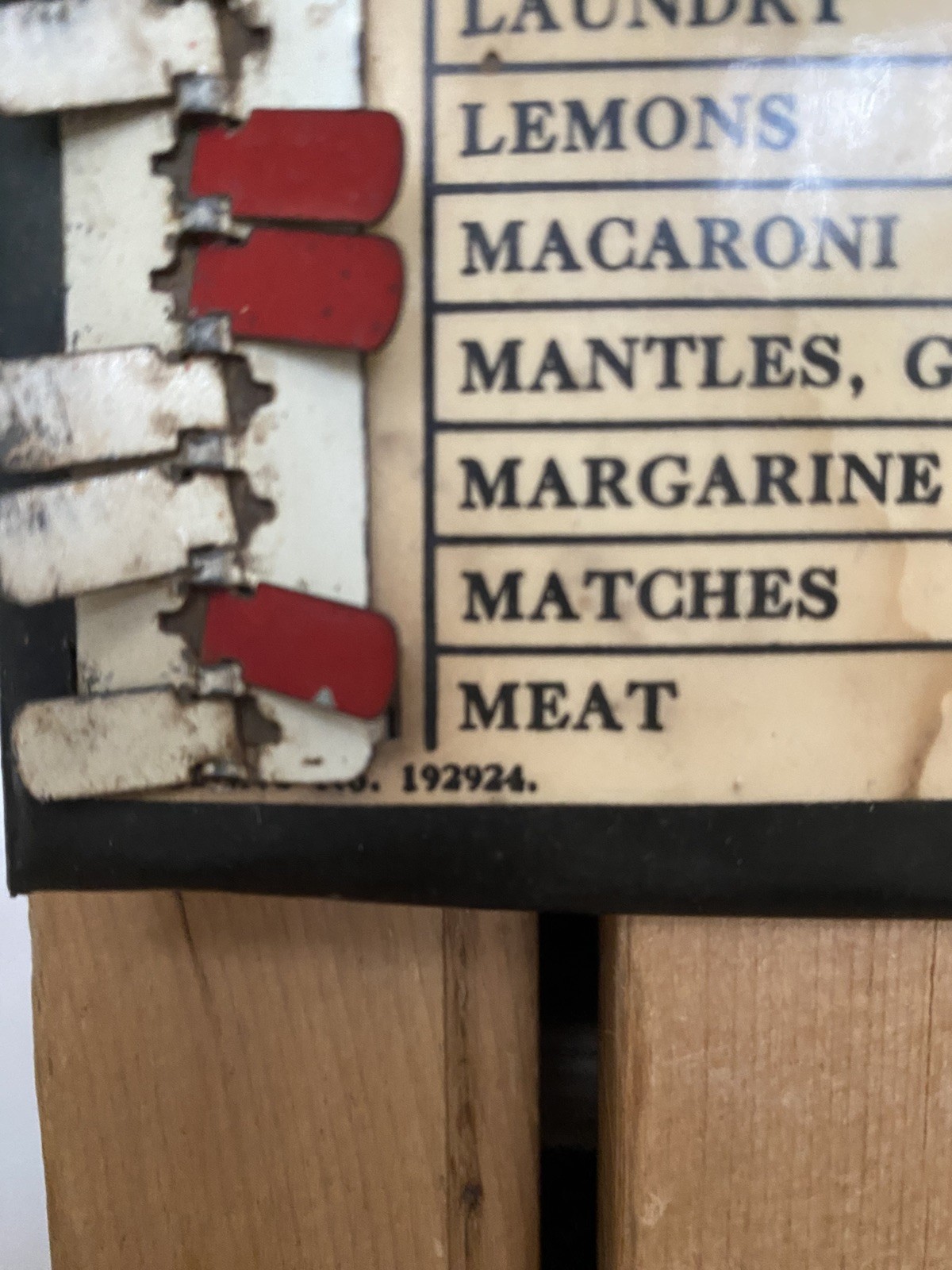 Hygena Antique Vintage Letts & Co Metal Household Wants Indicator Shopping List