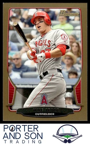 Mike Trout Gold Border 2013 Bowman #121 Los Angeles Angels Baseball Card