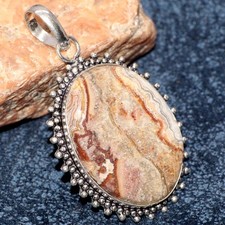 925 Silver Plated Exclusive Mexican Laguna Lace Pendant Handmade 2" GW