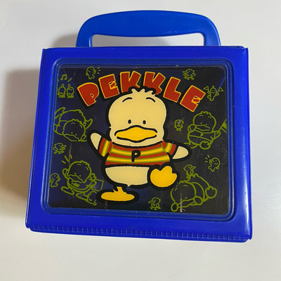 Sanrio Pekkle Vinyl Case With Handle VTG 1995 Snaps 5 x 4.25 x 2.75 In. Box