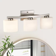 22 In. 3-Light Brushed Nickel Modern Unique Bathroom Vanity Light with Oval-Shap