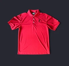 BARSTOOL Nike Golf Dri-Fit Tiger Woods fist pump logo red polo shirt Men's Small