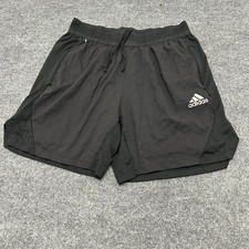 Adidas Athletic Shorts Mens Size M Black Heat.Rdy Zipper Pockets Gym Performance