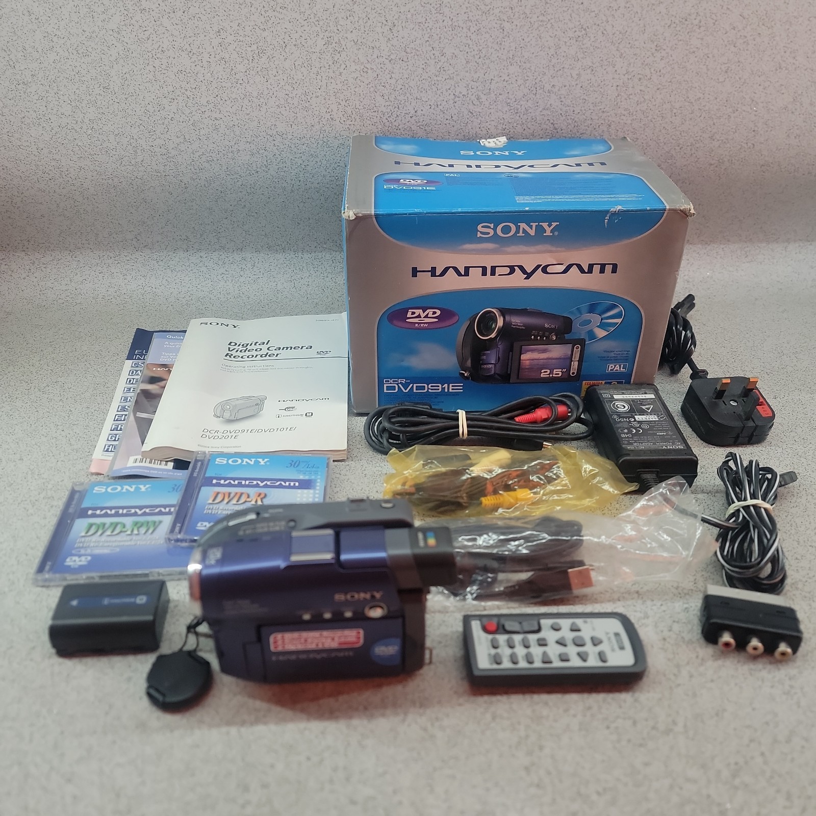 Sony Handycam DCR-DVD91E Handheld DVD-RW DVD Camcorder Boxed Remote Complete