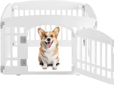 4-Panel Dog Playpen with Door - Indoor/Outdoor Pet Exercise Pen White