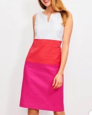 Talbots Woven Sleeveless Colorblock Sheath Dress Womens 10 Multi Stripe V-Neck