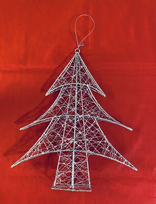 Silver Christmas 3 Dimension Tree Wire Sculpture, 12  X 8 x1 
