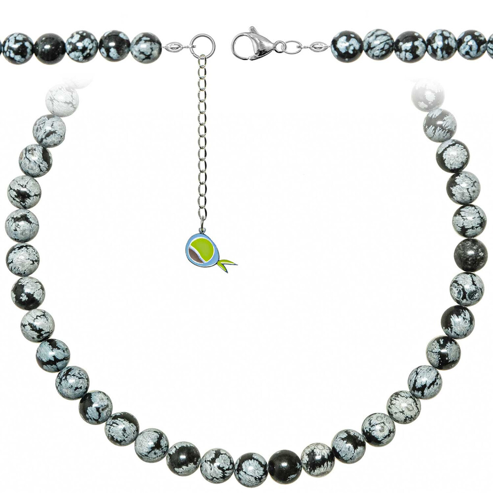 Collier en obsidienne neige et perles de 8 mm, votre allié zen au bureau