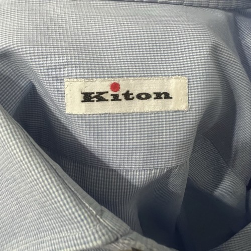 Kiton Long Sleeve Button Down Shirt Blue Size 16/41 - Picture 3 of 6