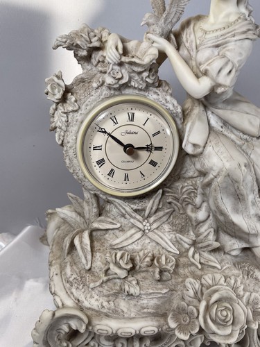 Mantle Clock Antique Style Battery Operated 2001 Crosa Shabby Chic Renaissance - 第 4/13 張圖片