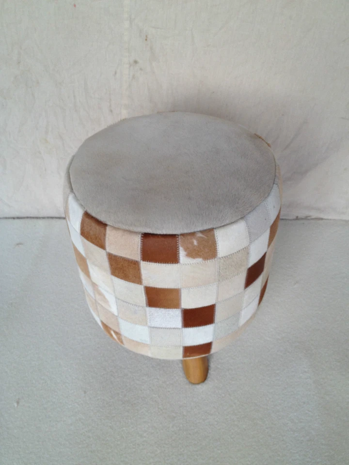 GENUINE COW HIDE STOOL HEIGHT 430mm WIDTH 360mm NEW - Image 3 of 3