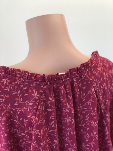 Old Navy - Damen Kleid Olías 2XL Taille Define Floral Langarm Weinfarbe - Bild 7 von 11