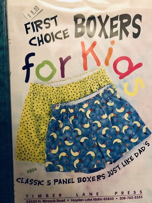 First Choice Timber Lane Press #804 CLASSIC 5 Panel BOXERS 4 Kids SZ 2-12 FF