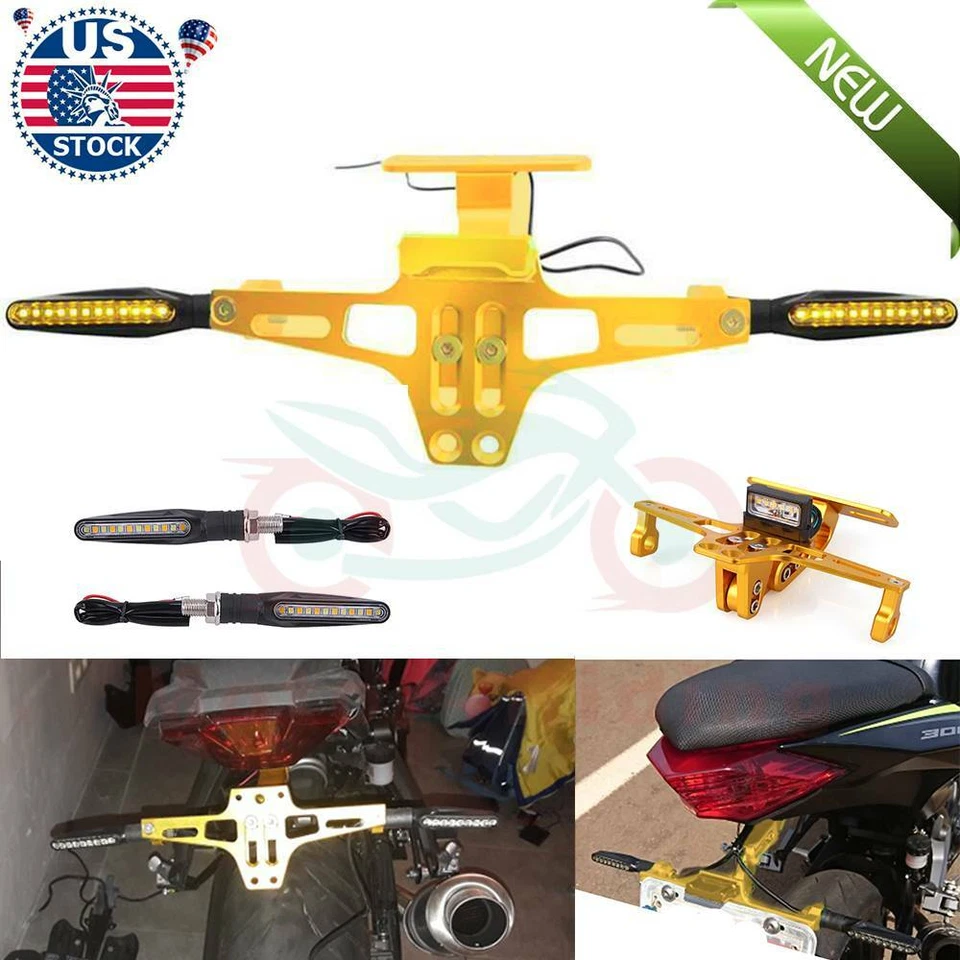 Soporte de matrícula + señal de giro LED motocicletas de calle para Suzuki Honda Yamaha Foto 4 de 4