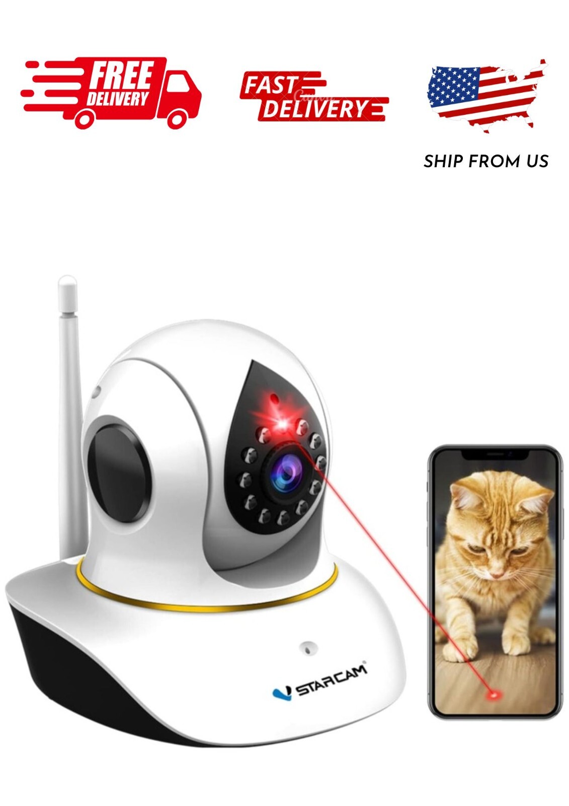 Pet Camera, Cat Camera with Laser Wireless Cat Camera 1080P Cat Toys, Night Visi-image