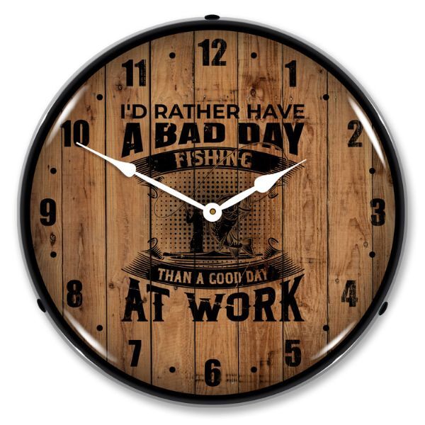 Bad Day Fishing LED Backlit Clock