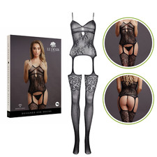 One Size Full Toe Suspender Rhinestone Bodystocking Fishnet Fabric Lingerie