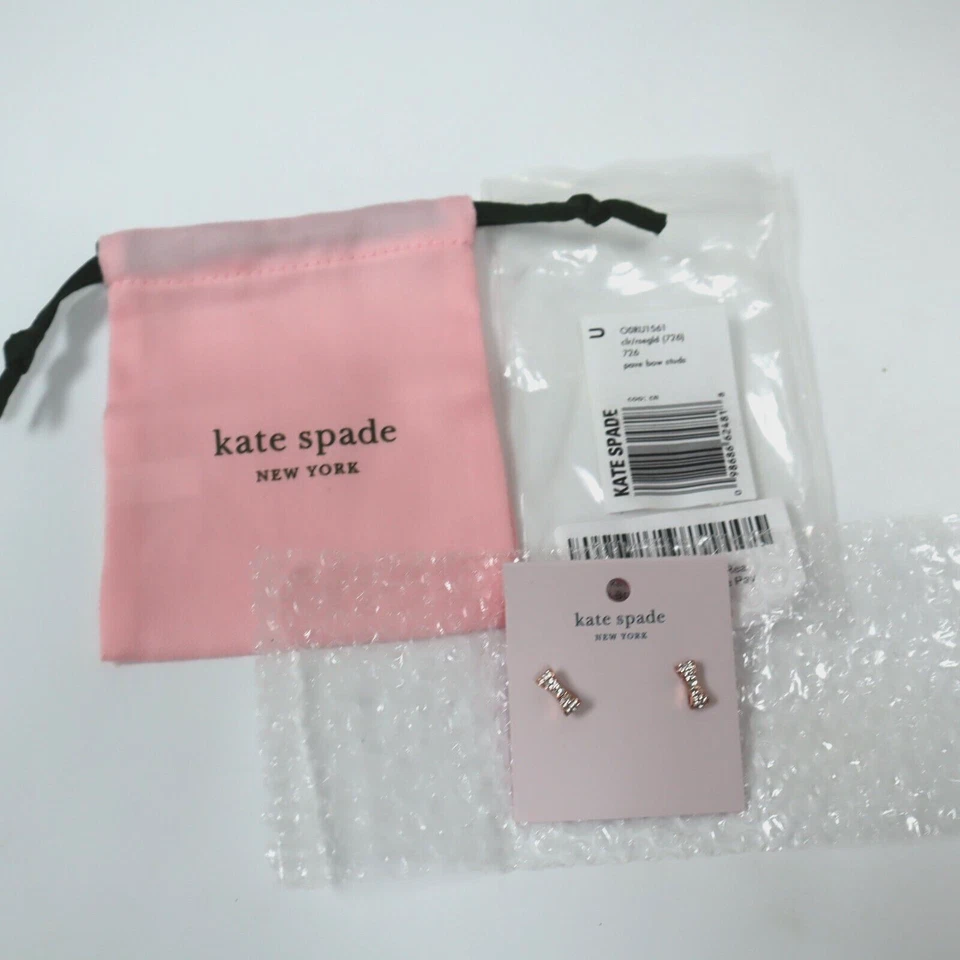 Juego de aretes Kate Spade New York listos con lazo pavé oro rosa - NUEVO Foto 2 de 4