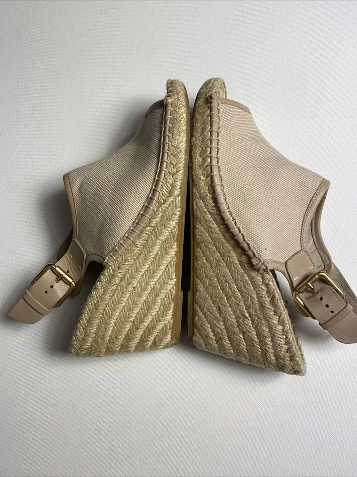 Sandalias de cuña Jean Michel Cazabat beige con tira trasera punta abierta talla 37 Foto 3 de 4