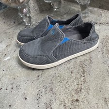 OluKai Kahumaka Gray Mesh Casual Loafers Youth Boys Sz 1 EU 33