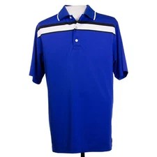 FootJoy Prodry FJ Mens M Blue Striped Golf Polo Shirt