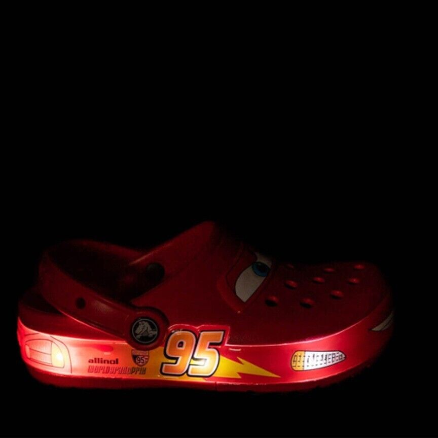 Authentic Lightning McQueen Light Up Crocs Adult 13M *1ST RELEASE