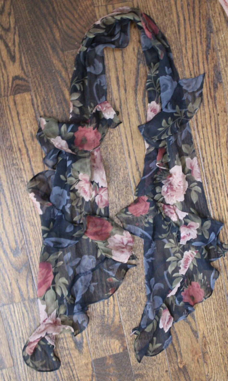 Lightweight Rectangle Ruffled Accent Scarf Black … - image 9