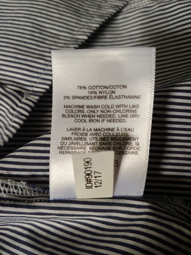 EXPRESS Essential Stretch-Shirt Damen V-Ausschnitt Knopfleiste gestreift weiß blau Small - Bild 5 von 5