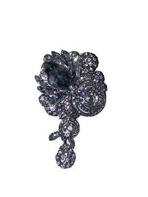 Vintage Rhinestone Brooch Pin Pendant Large Flashy Sparkling Ice Runway