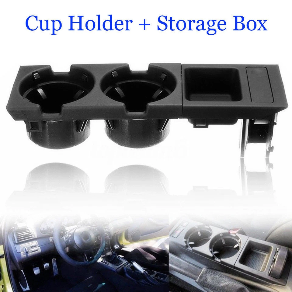 For BMW E46 3 Series Black Front Center Console Drink Cup Holder Set 51168217957 - Image 4 of 4