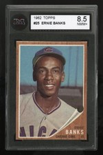 1962 TOPPS BASEBALL ~ #25 ~ ERNIE BANKS ~ CHICAGO CUBS ~ KSA 8.5